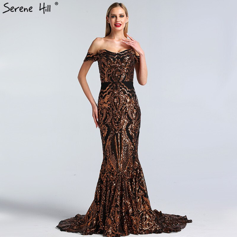 On Sale No Return No Refund Sale Black Sexy African Sequined Sleeveless Mermaid Prom Dresses 2025 Luxury Sexy Prom Gowns Serene Hill LA60935 - SERENE HILL