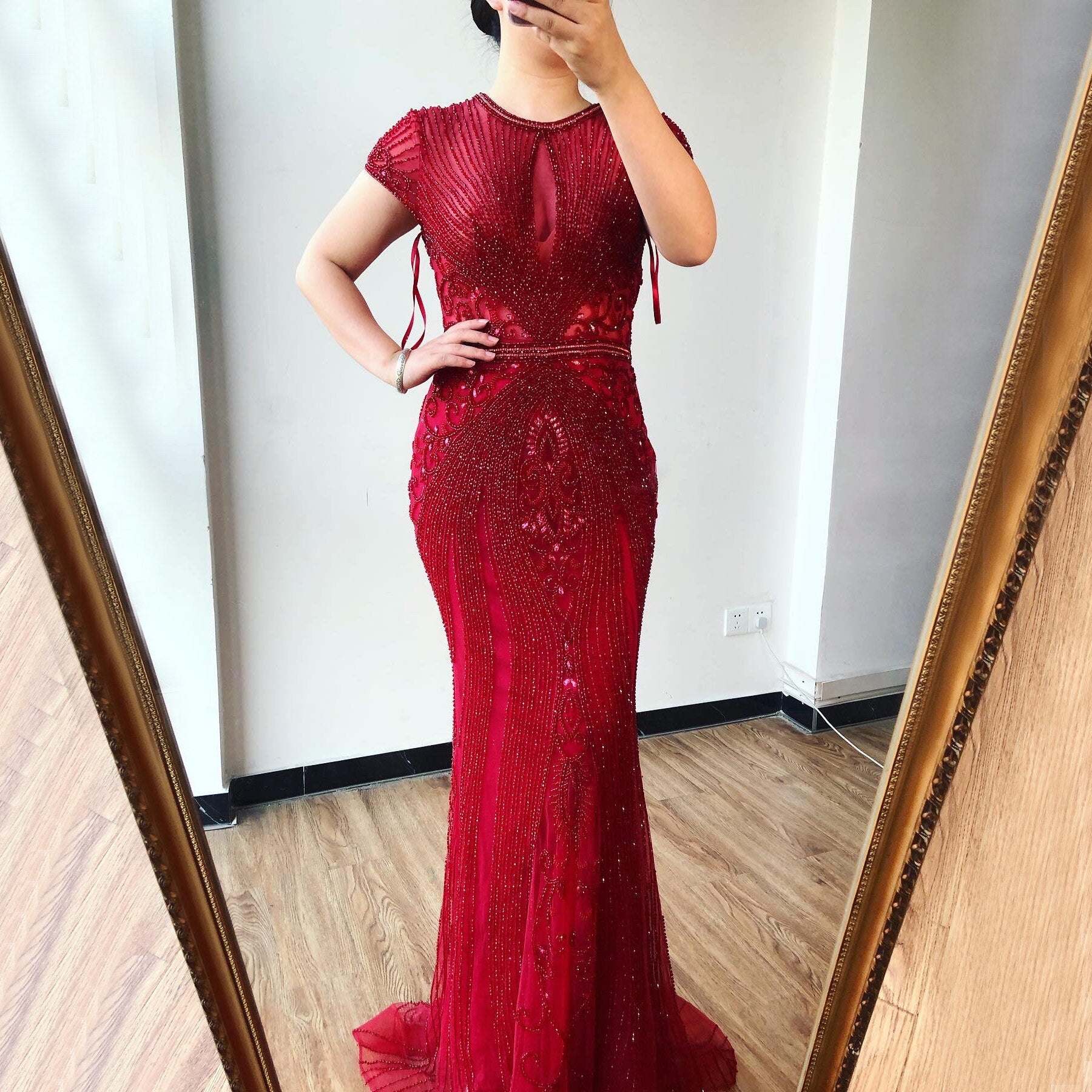Dubai Long Sleeves Grey Luxury Evening Dresses O-Neck Full Diamond Mermaid Formal Dress 2025 Serene Hill Plus Size LA70116 - SERENE HILL