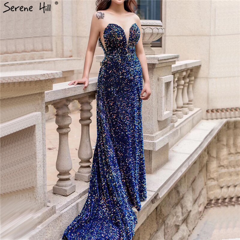 On Sale no return no refundSale Dubai Luxury Sequins Sparkle Sexy Evening Dresses 2025 Sweetheart A-Line With Train Evening Gowns Serene Hill LA70273 - SERENE HILL