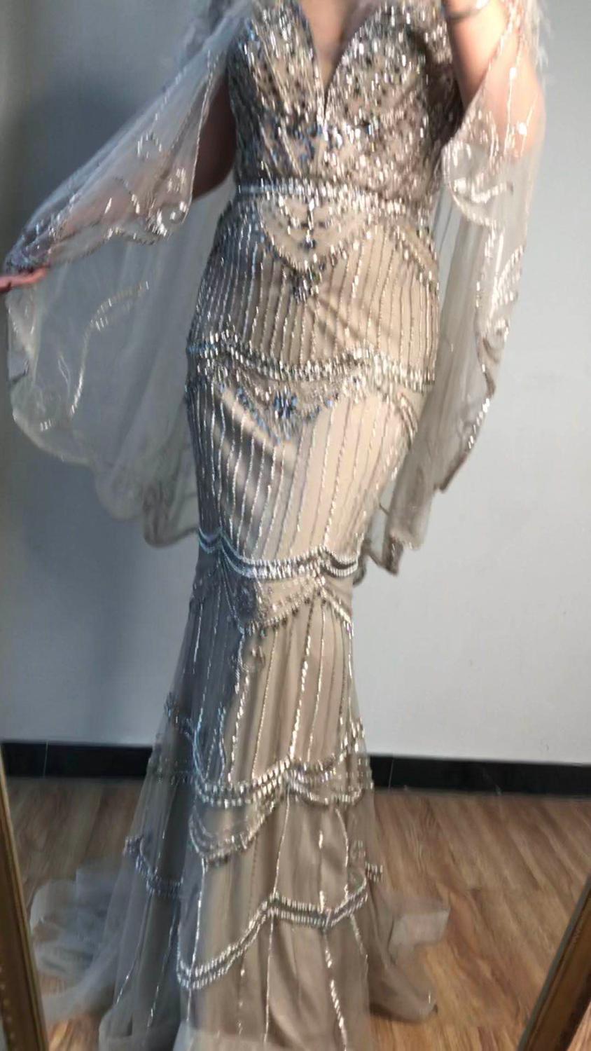 Dubai Purple V-Neck Mermaid Sexy Evening Dresses 2025 Sleeveless Shawl Yarn Feathers Formal Dress Serene Hill LA70171A - SERENE HILL