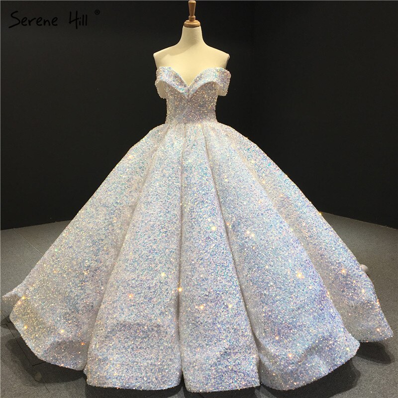 Dubai Sweetheart Sexy Green Luxury Wedding Dresses 2025 Sequined Off Shoulder Bridal Gowns Serene Hill HM66991 Custom Made - SERENE HILL