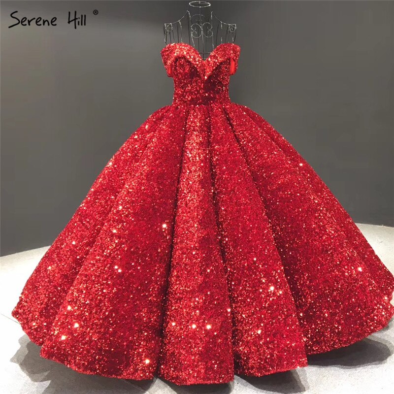 Dubai Sweetheart Sexy Green Luxury Wedding Dresses 2025 Sequined Off Shoulder Bridal Gowns Serene Hill HM66991 Custom Made - SERENE HILL
