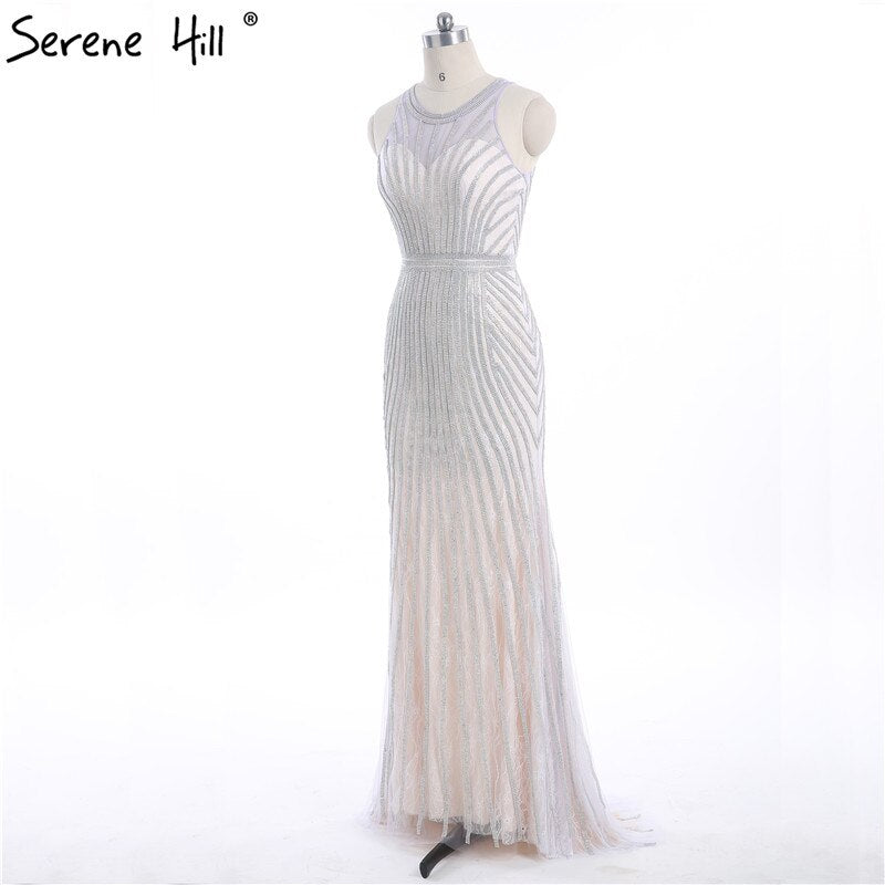 On Sale no return no refundSale Fashion Halter Gold Evening Party Dress Real Photos Nude Tulle Diamond Party Occasion 2025 Formal Long Evening Dress LA6008 - SERENE HILL