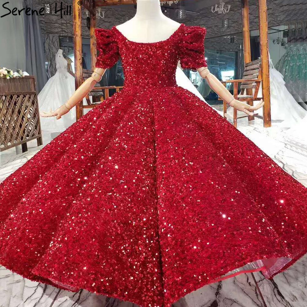 Flower Girl Dressrs Children Pageant Ballgown Girl Wedding Paillette Clothes For Children Piano Performance Vestido HTA0047 - SERENE HILL