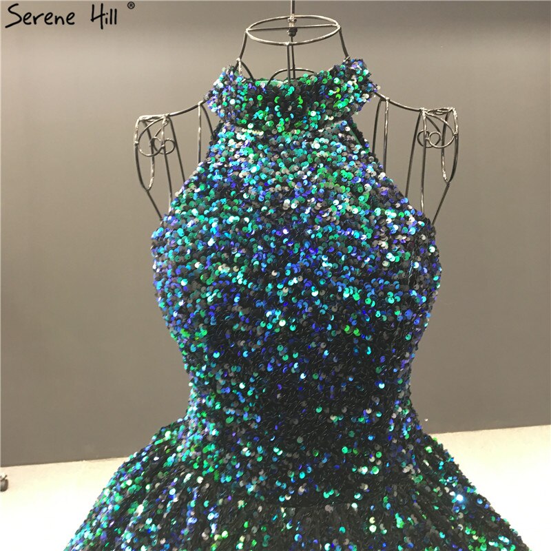 Green O-Neck Sexy Luxury Ankle-Length Evening Gowns 2025 Sleeveless Sequins Sparkle Formal Dress Serene Hill HA2063 - SERENE HILL
