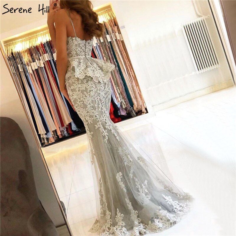 On Sale no return no refundSale Grey Fake Two Pieces Mermaid Evening Dresses 2025 Sleeveless Sexy Lace Evening Gowns Long Serene Hill LA70247 - SERENE HILL