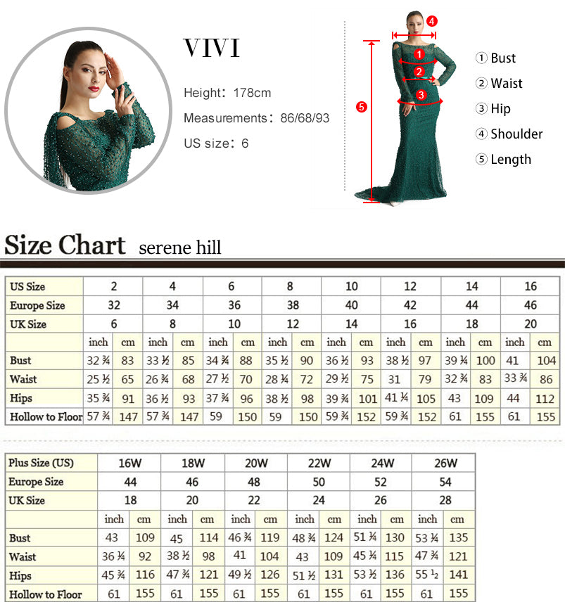 Serene Hill Green A-Line Beaded Evening Dresses Gowns 2025 Luxury Sexy Elegant For Women Party LA71536 - SERENE HILL