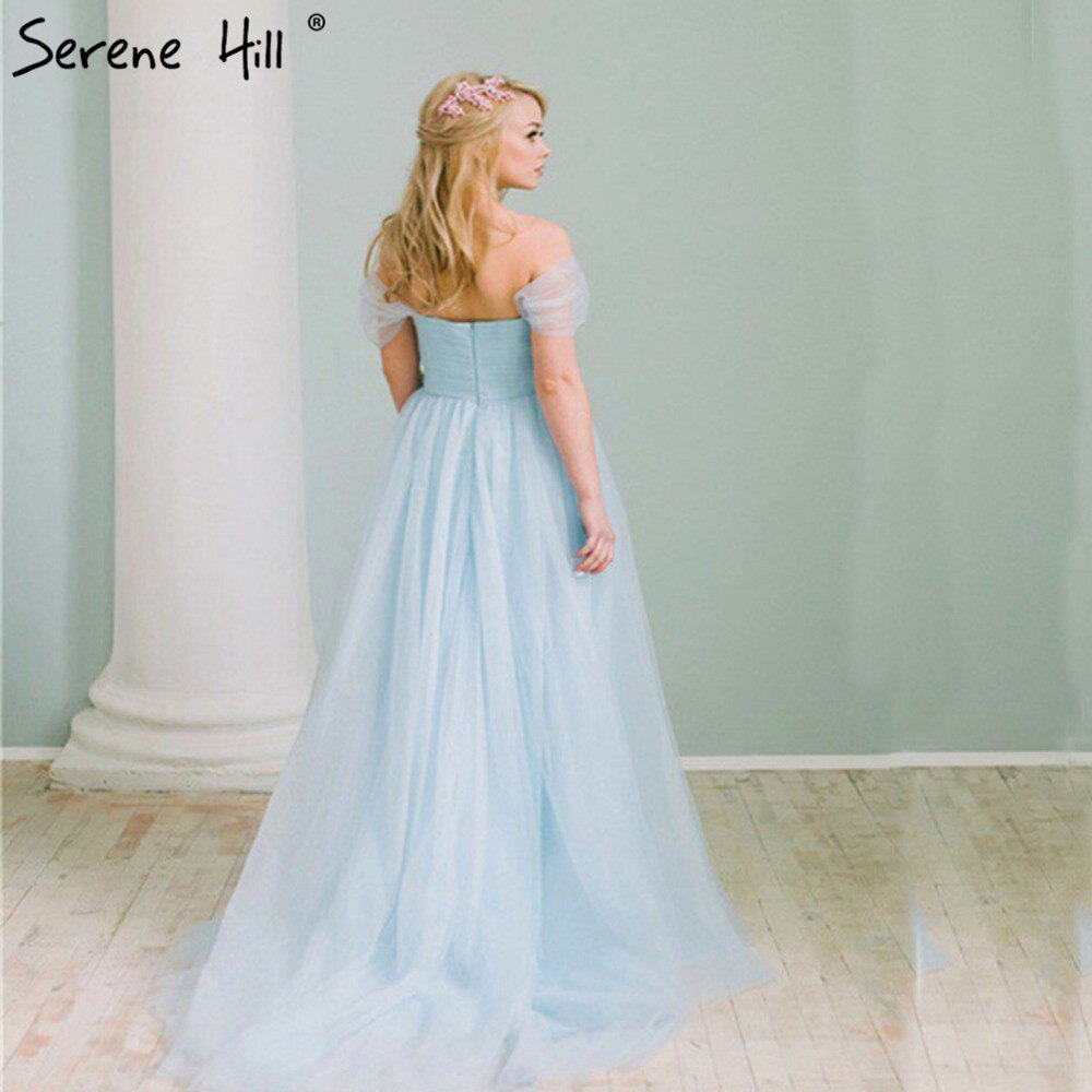 On Sale no return no refundSale Light Blue Off the Shoulder Pregnant Photography Dresses Vintage Wedding Gowns Lace Up Sash 2025 Sexy HA2002 - SERENE HILL