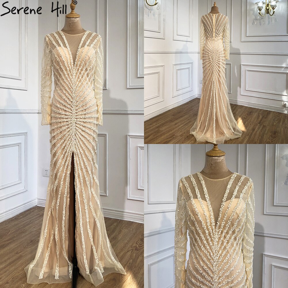 Luxury Black Beading V-Neck Mermaid 2025 Long Split Evening Gowns Party Wear Dresses For Women Real Photo LA70183 - SERENE HILL