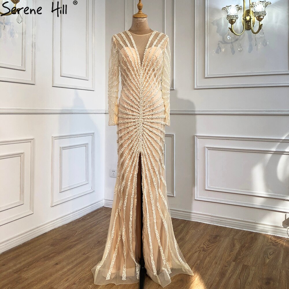 Luxury Black Beading V-Neck Mermaid 2025 Long Split Evening Gowns Party Wear Dresses For Women Real Photo LA70183 - SERENE HILL