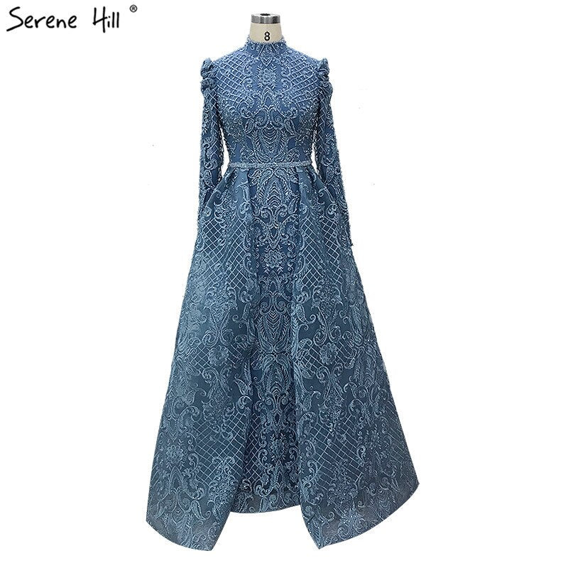 On Sale no return no refundSale Muslim Black Crystal Long Sleeves Evening Dresses 2025 Mermaid Luxury High-end Evening Gowns Plus Size LA70419 - SERENE HILL