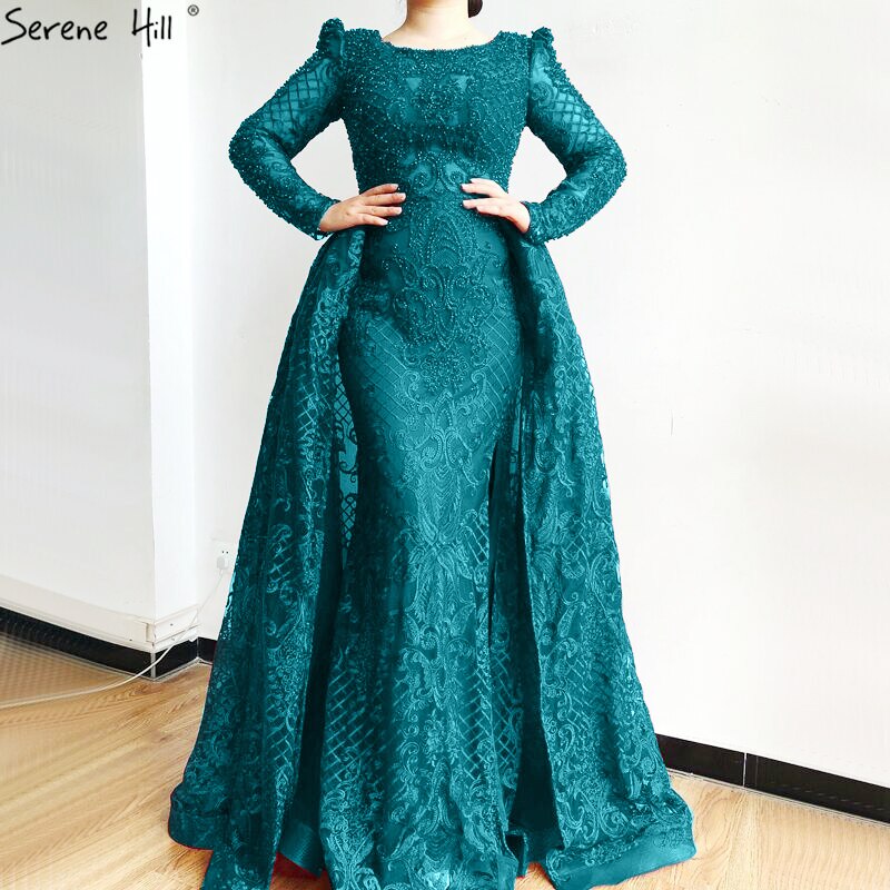 Muslimischen Wein Rot Lange Puff Ärmeln Mit Zug Abendkleider Meerjungfrau Kleider 2025 Formale Kleid Für frau Ruhigen Hill LA70406 - SERENE HILL