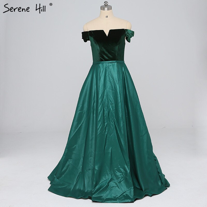 Sale Off Shoulder Sexy Contrast Color Prom Dresses Boat Neck Simple Formal Evening Party Dress 2025 Serene Hill LA6391 - SERENE HILL