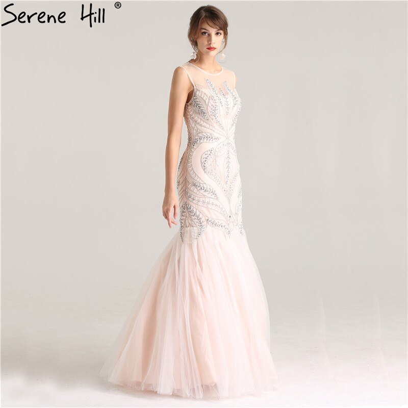On Sale No Return No Refund Sale Pink Sexy Elegant Sleeveless Evening Dresses Long Mermaid Pearls Crystal Fashion Evening Gowns 2025 Real Photo LA6224 - SERENE HILL