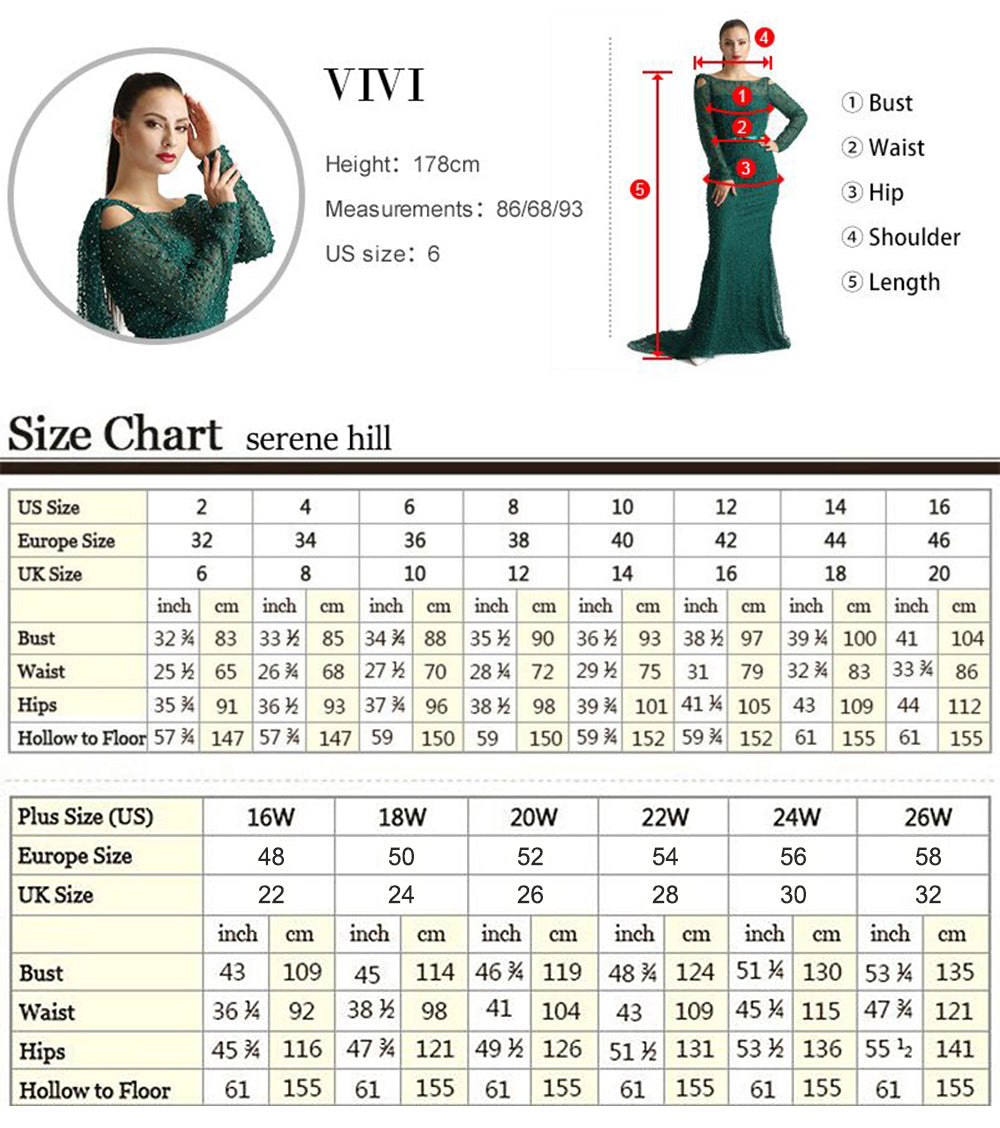 Serene Hill Caramel A-Line Luxury Evening Dresses Gowns 2025 O-Neck Long Sleeve Beaded For Women Party LA71667 - SERENE HILL