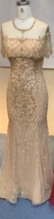 SERENE HILL Nude Mermaid Luxury Evening Dresses For Woman 2025 Dubai Diamond Sequins Formal Dress LA70519 - SERENE HILL