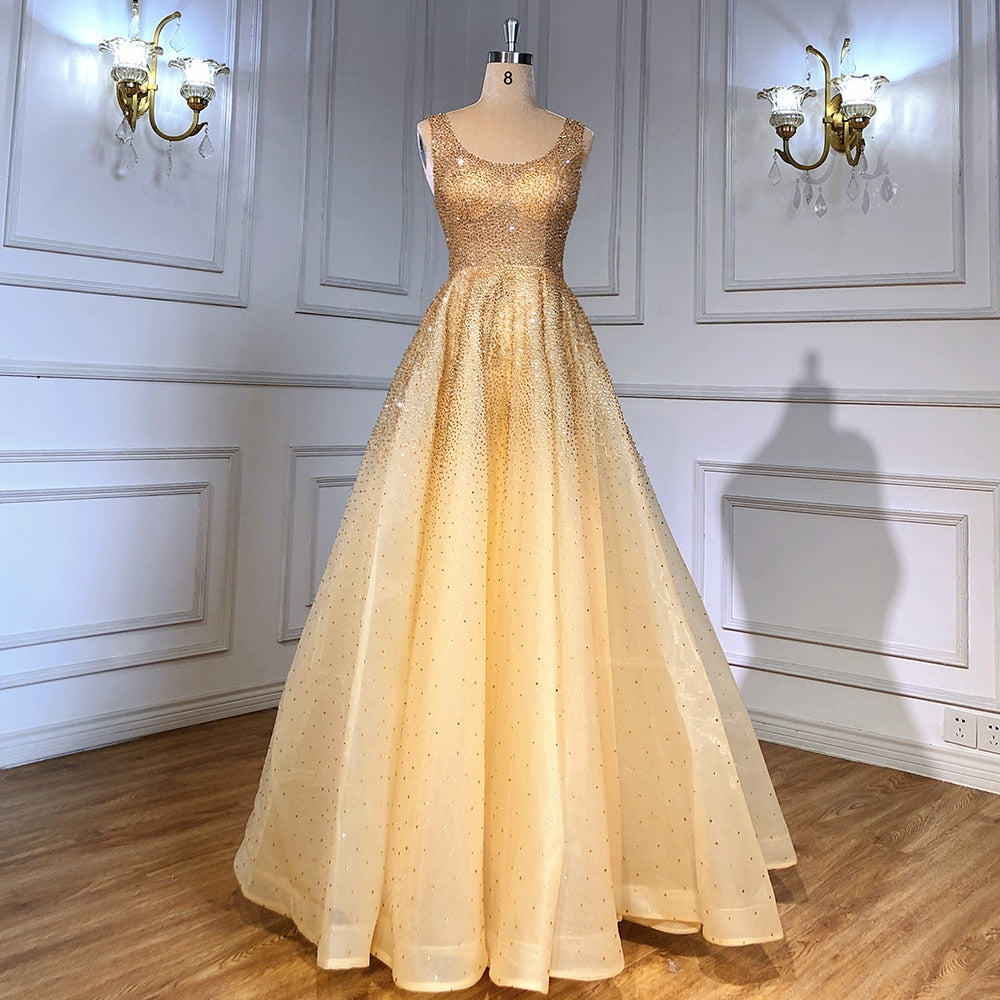 Serene Hill Arabic Red A Line Luxury Crystal Beaded Sexy Dubai Evening Dresses Gowns 2025 For Women Wedding Party LA70232A - SERENE HILL