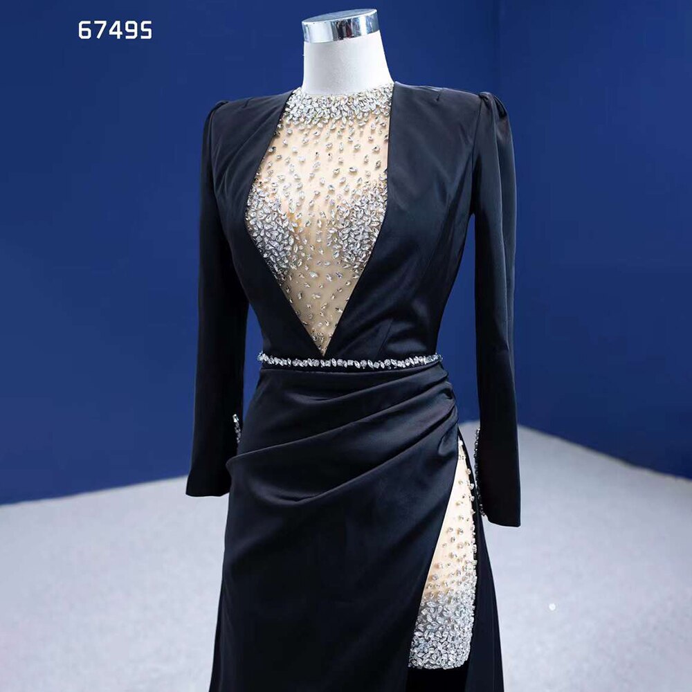 Serene Hill Black Mermaid Elegant Luxury Beaded Evening Dresses Gowns For Women Party 2025 High End Custom Made HM67495 - SERENE HILL