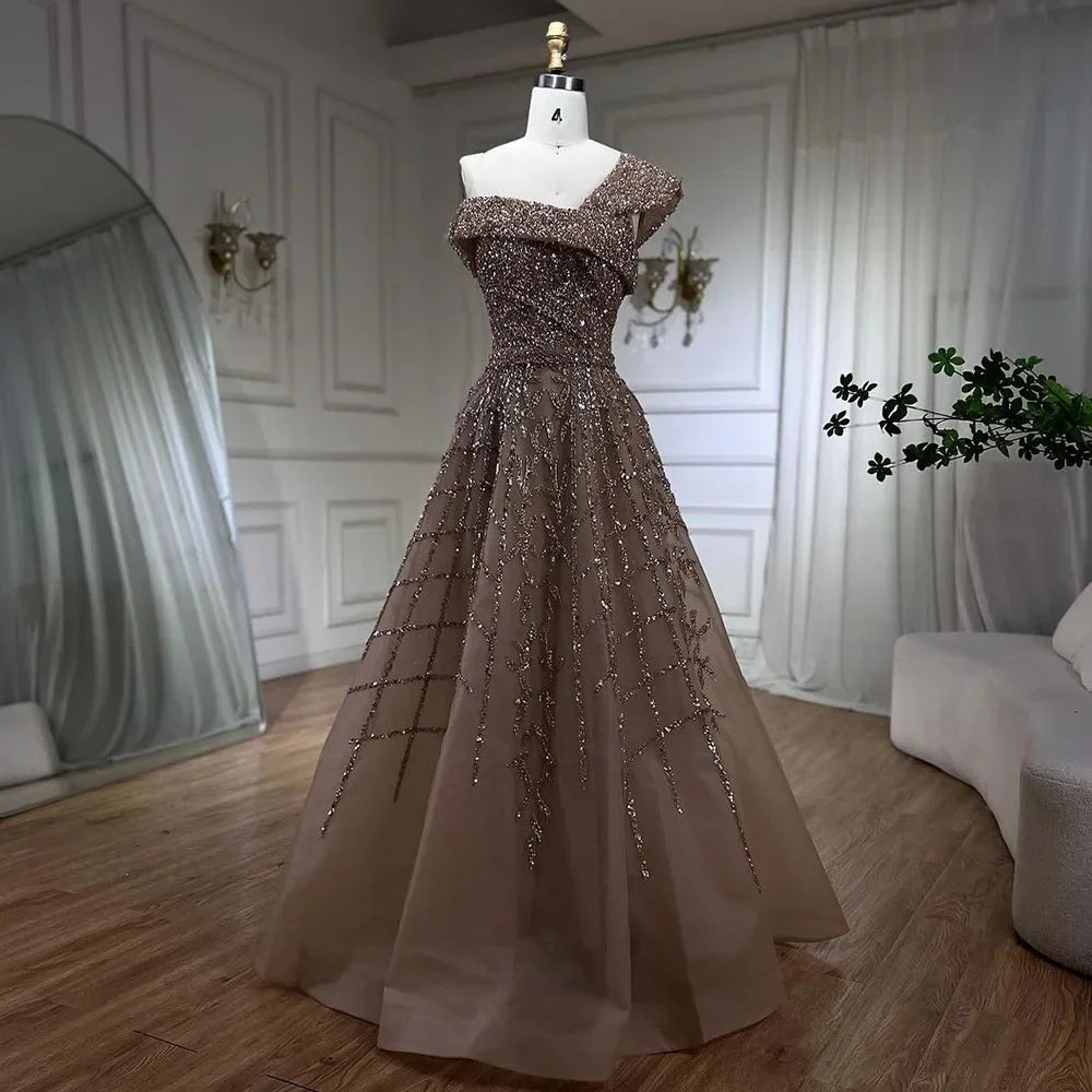 Serene Hill Elegant Black Beaded A-Line Evening Gown 2025 - Off-Shoulder Luxury Dress for Women - Long Party Dress LA72224 - SERENE HILL