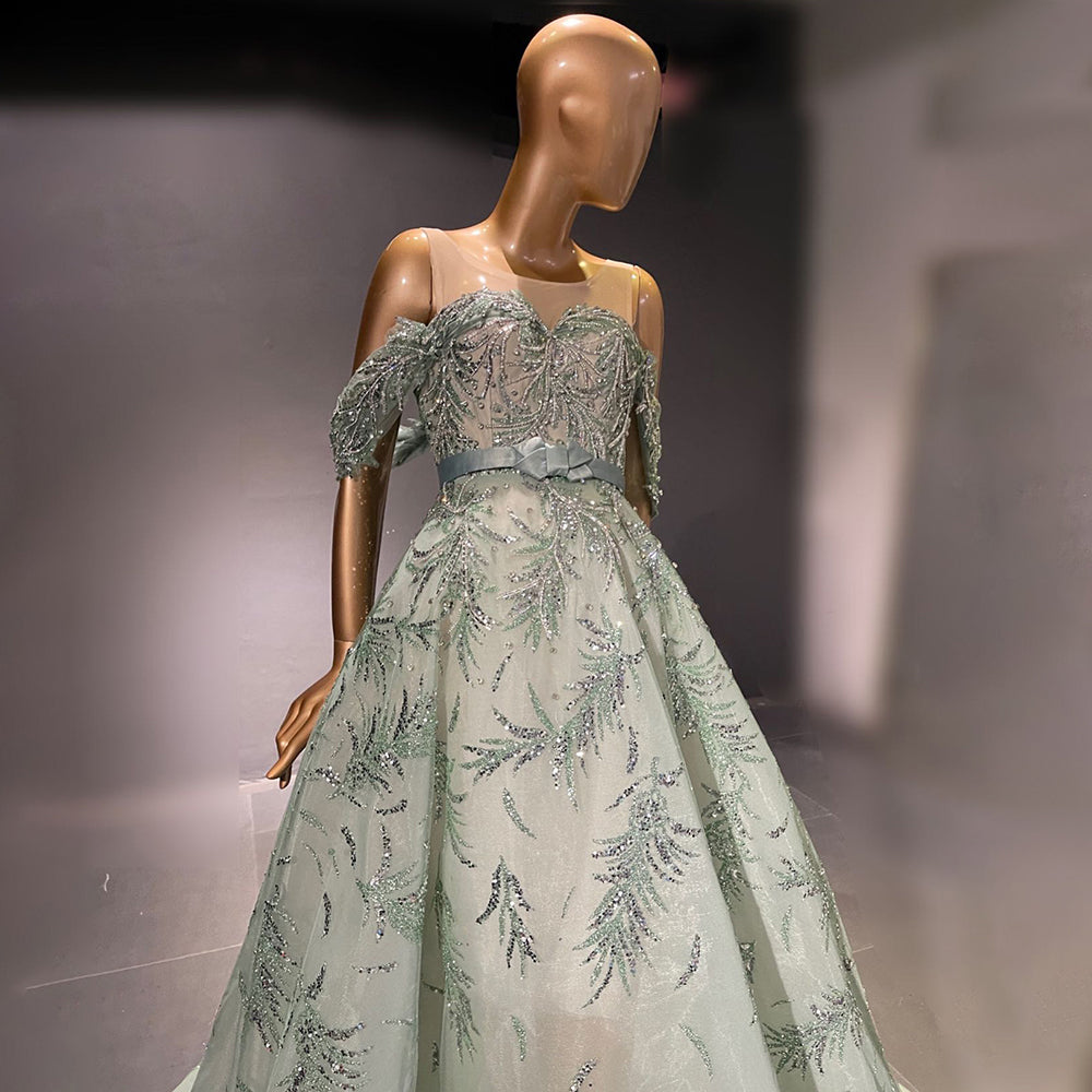 Serene Hill Green A-Line Beaded Evening Dresses Gowns 2025 Luxury Sexy Elegant For Women Party LA71536 - SERENE HILL