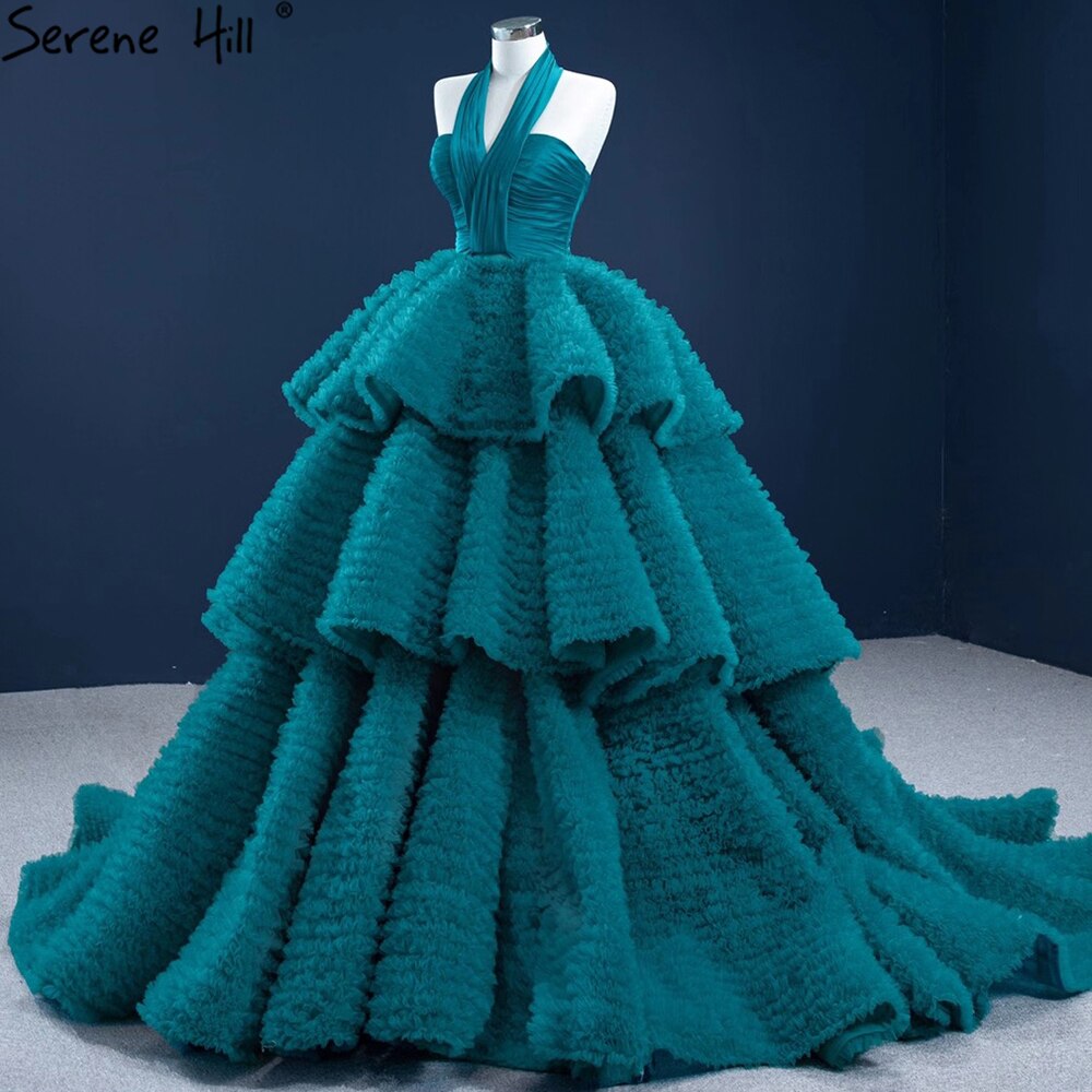 Serene Hill Green Halter Sexy Wedding Dresses 2025 Sleeveless Tiered Lace Up High-end Bridal Dress HM67232 - SERENE HILL