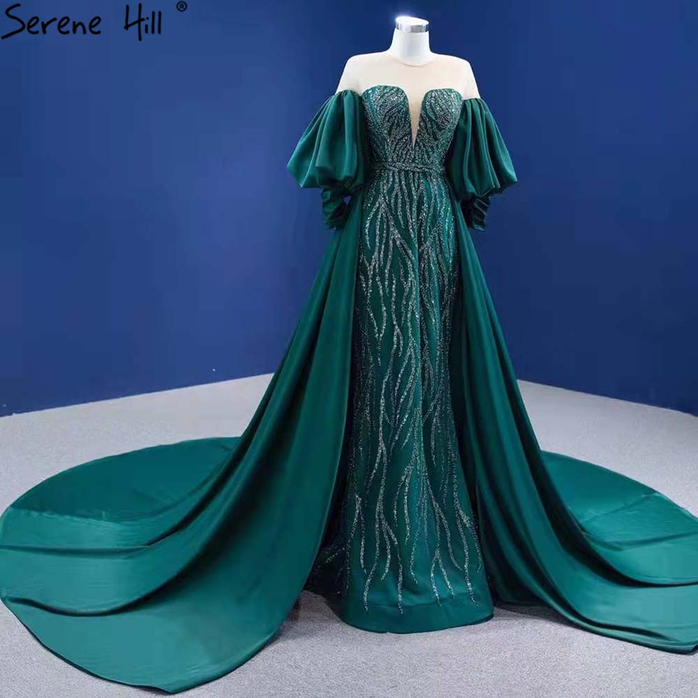 Serene Hill Green Overskirt Mermaid Evening Dresses Gowns 2025 Elegant Luxury Beaded For Women Party HM67428 - SERENE HILL