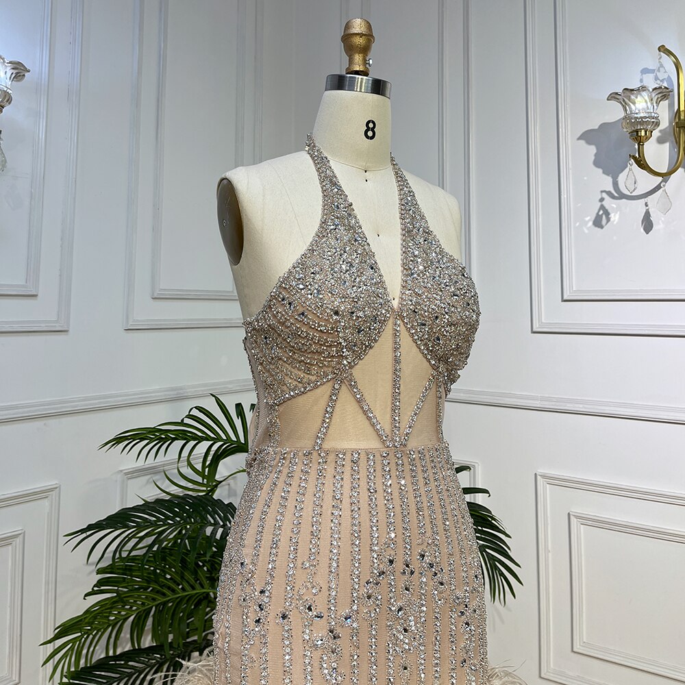 Feathers Nude Short Mini Cocktail Prom Dresses LA72037 - SERENE HILL