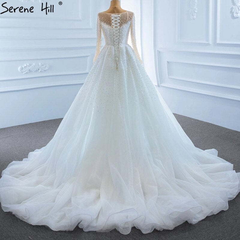 Serene Hill Luxury Ivory Detachable Train Mermaid Wedding Dresses Gowns 2025 Pearls Beading Bride Dress HM67182 Custom Made - SERENE HILL