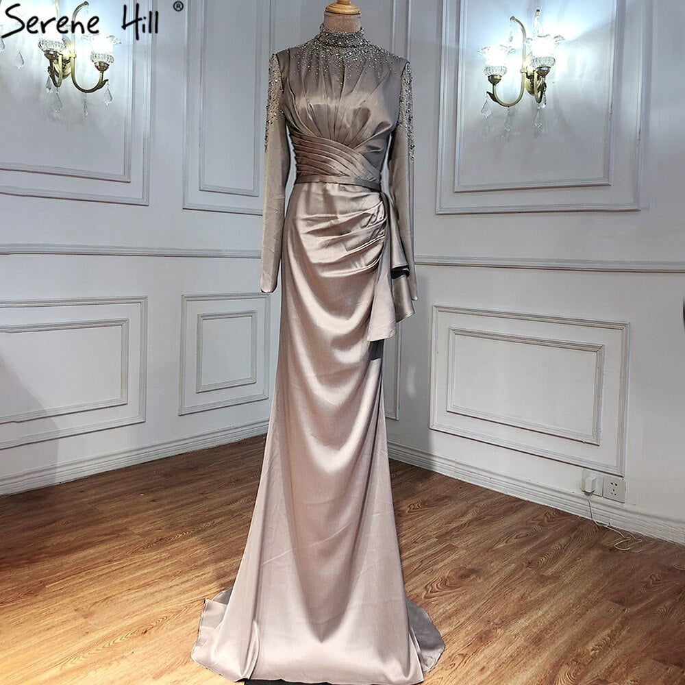 Serene Hill Muslim Fuschia Mermaid Evening Dresses Gowns 2025 Beading Elegant For Women Wedding Party LA71004 - SERENE HILL