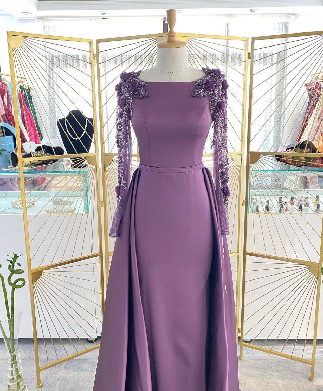Serene Hill Muslim Green Detachable Skirt Evening Dresses Gowns 2025 Beading Elegant For Women Wedding Party LA71057 - SERENE HILL