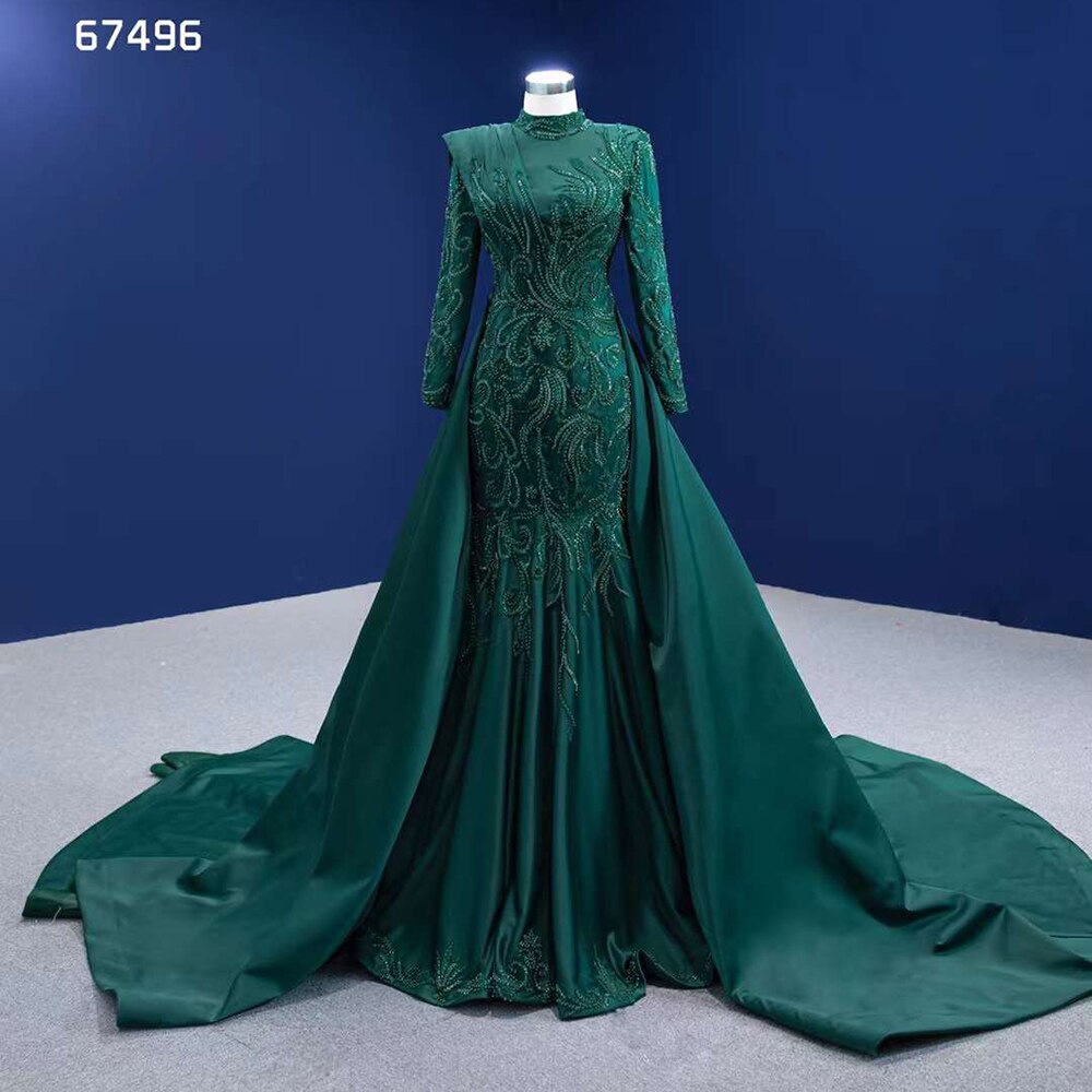 Serene Hill Muslim Green Mermaid Detachable Skirt Lace Beaded Bride Gowns Wedding Dress 2025 High End Custom Made HM67496 Green / Custom Size / Floor Serene Hill Muslim Green Mermaid Detachable Skirt Lace Beaded Bride Gowns Wedding Dress 2025 High End Custom Made HM67496 Green / Custom Size / Floor
