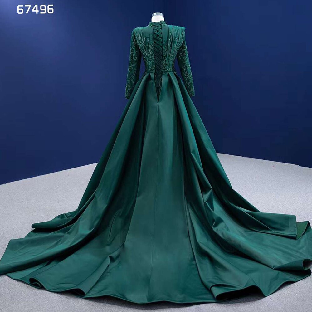 Serene Hill Muslim Green Mermaid Detachable Skirt Lace Beaded Bride Gowns Wedding Dress 2025 High End Custom Made HM67496 - SERENE HILL