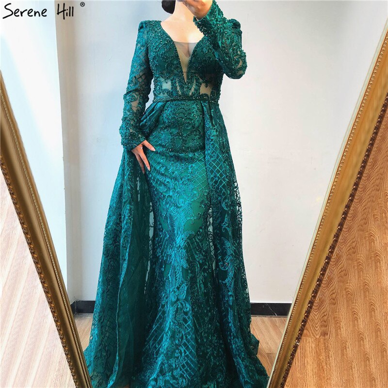 Serene Hill Muslim Pink Mermaid Elegant Luxury With Train Evening Party Wear Dresses Gowns 2025 For Women Plus Size LA70159 - SERENE HILL
