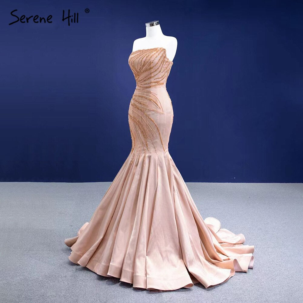Serene Hill Nude Mermaid Sexy Evening Dresses Gowns 2025 Beaded Elegant High-end For Women Party HM67320 - SERENE HILL