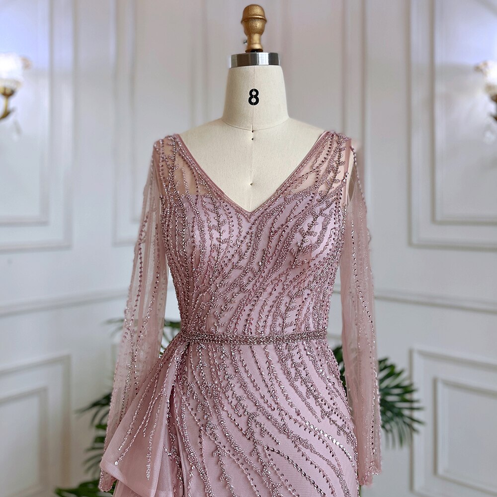 Serene Hill Nude Mermaid Sexy High Split With Skirt Beaded Long Evening Dresses Gowns For Women Wedding Party 2025 LA71944 - SERENE HILL