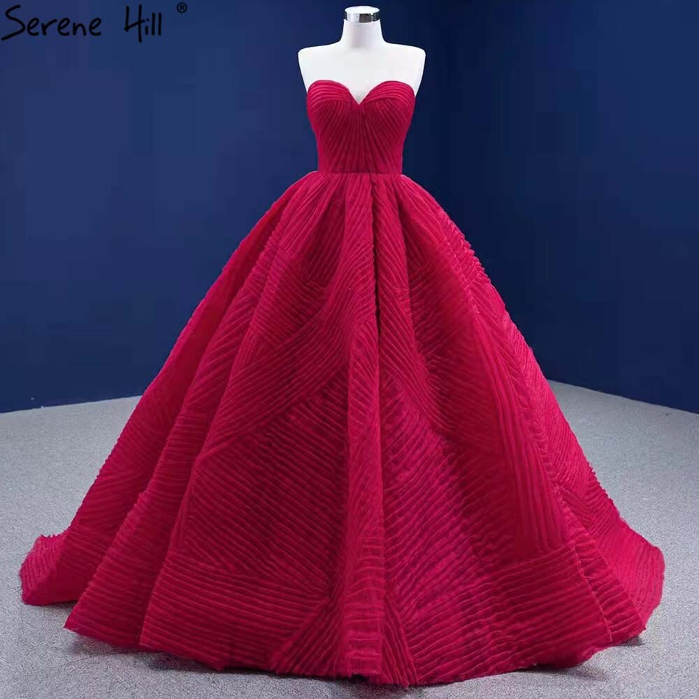 Serene Hill Red Pleat High-end Wedding Dresses 2025 Sweetheart Sexy Lace Up Bride Gowns HM67355 Custom Made - SERENE HILL