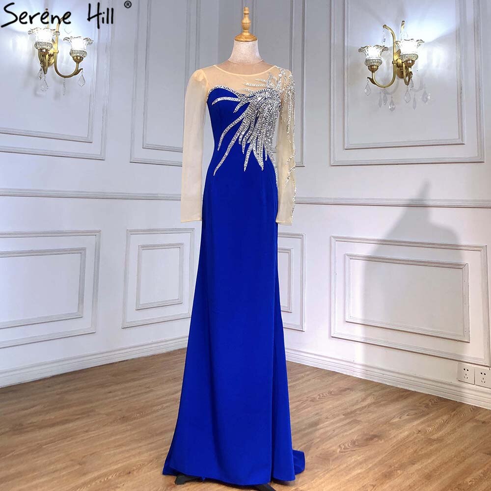 Serene Hill Royal Blue Satin Evening Dresses Gowns 2025 Beaded Elegant Royal Blue / 14 Serene Hill Royal Blue Satin Evening Dresses Gowns 2025 Beaded Elegant Royal Blue / 14