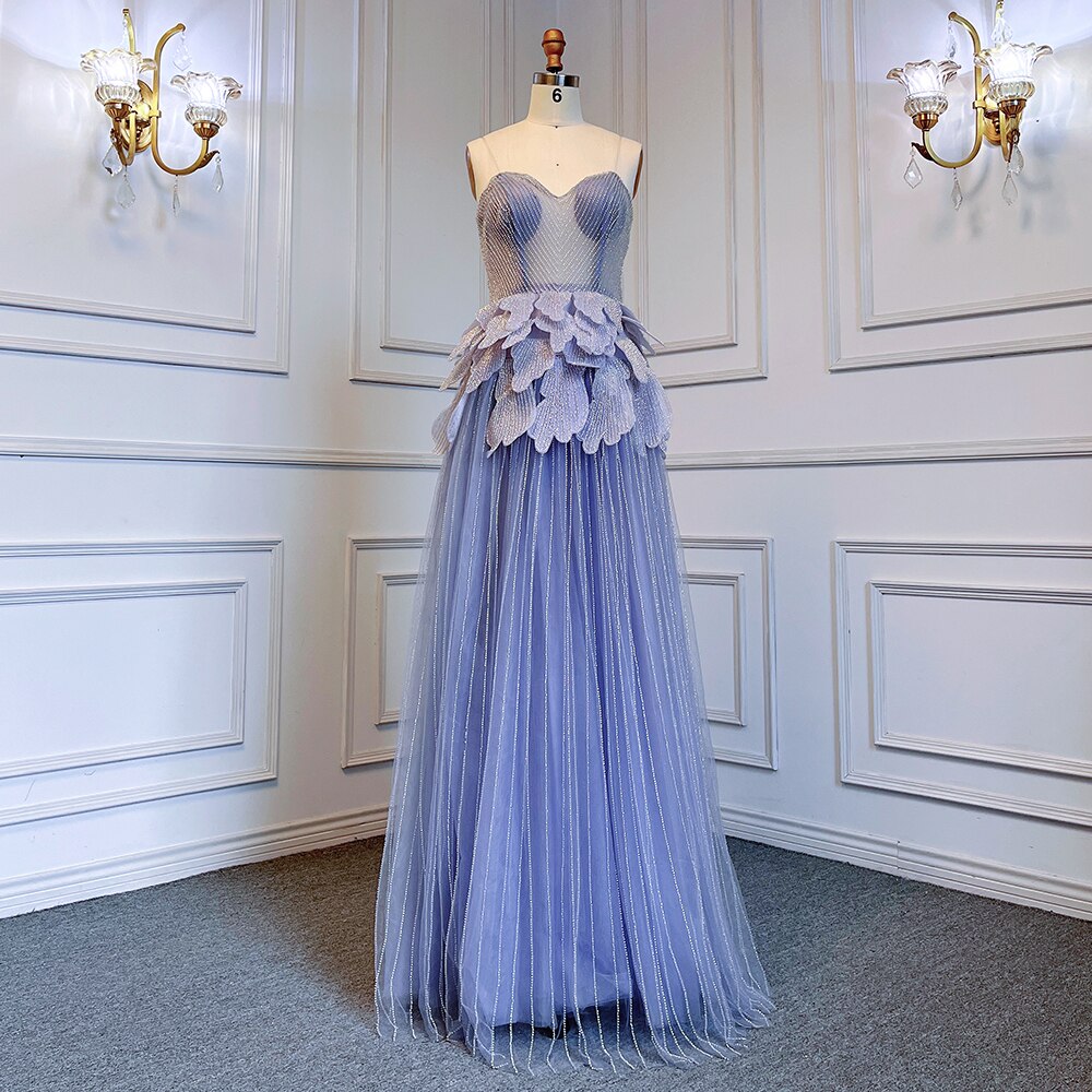 Serene Hill Sexy Sweetheart Silver A Line Luxury Crystal Evening Dresses Gowns 2025 For Women Wedding Party LA71647 - SERENE HILL