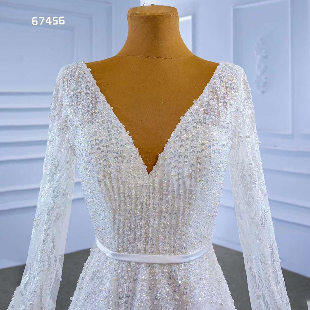 Serene Hill White Cape Sleeves Luxury Lace Beaded V Neck Lace Up Bride Gowns Wedding Dress 2025 High End Custom Made HM67456 - SERENE HILL