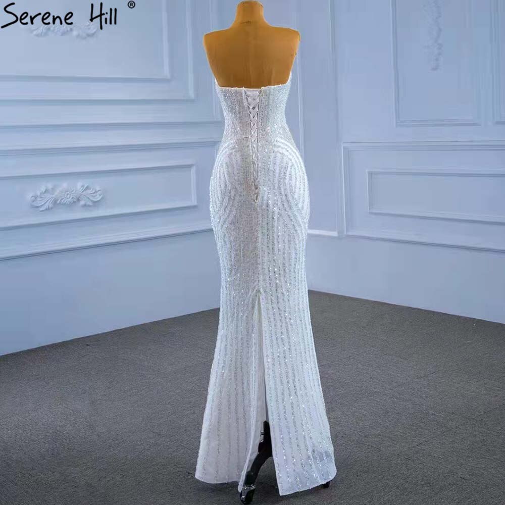 Serene Hill White Detachable Train Mermaid Wedding Dresses 2025 Beaded Luxury Bride Gowns HM67404 Custom Made - SERENE HILL
