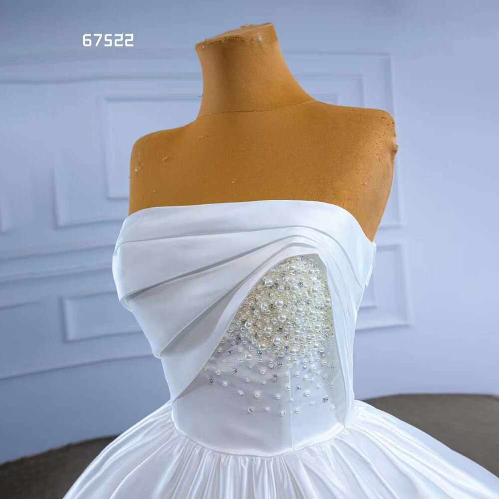 Serene Hill White High End Beaded Luxury Pearls Lace Up Bride Gowns Wedding Dress 2025 Custom Made HM67522 - SERENE HILL