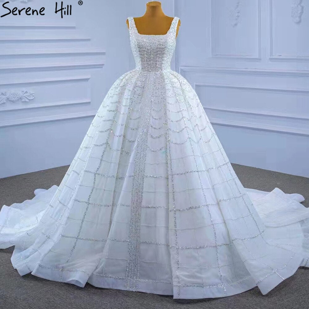 Serene Hill White Luxury Lace Up Wedding Dresses 2025 Beaded High-end Sexy Bride Gowns HM67377 Custom Made - SERENE HILL