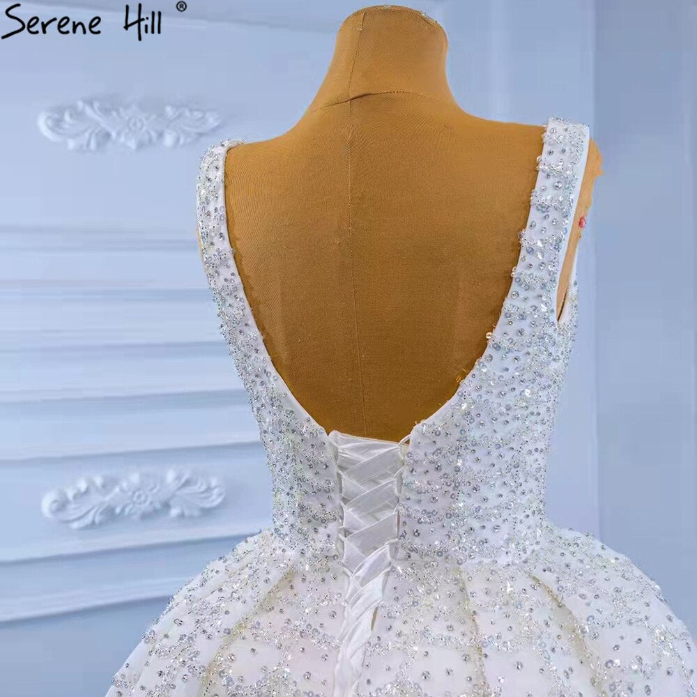 Serene Hill White Luxury Lace Up Wedding Dresses 2025 Beaded High-end Sexy Bride Gowns HM67377 Custom Made - SERENE HILL