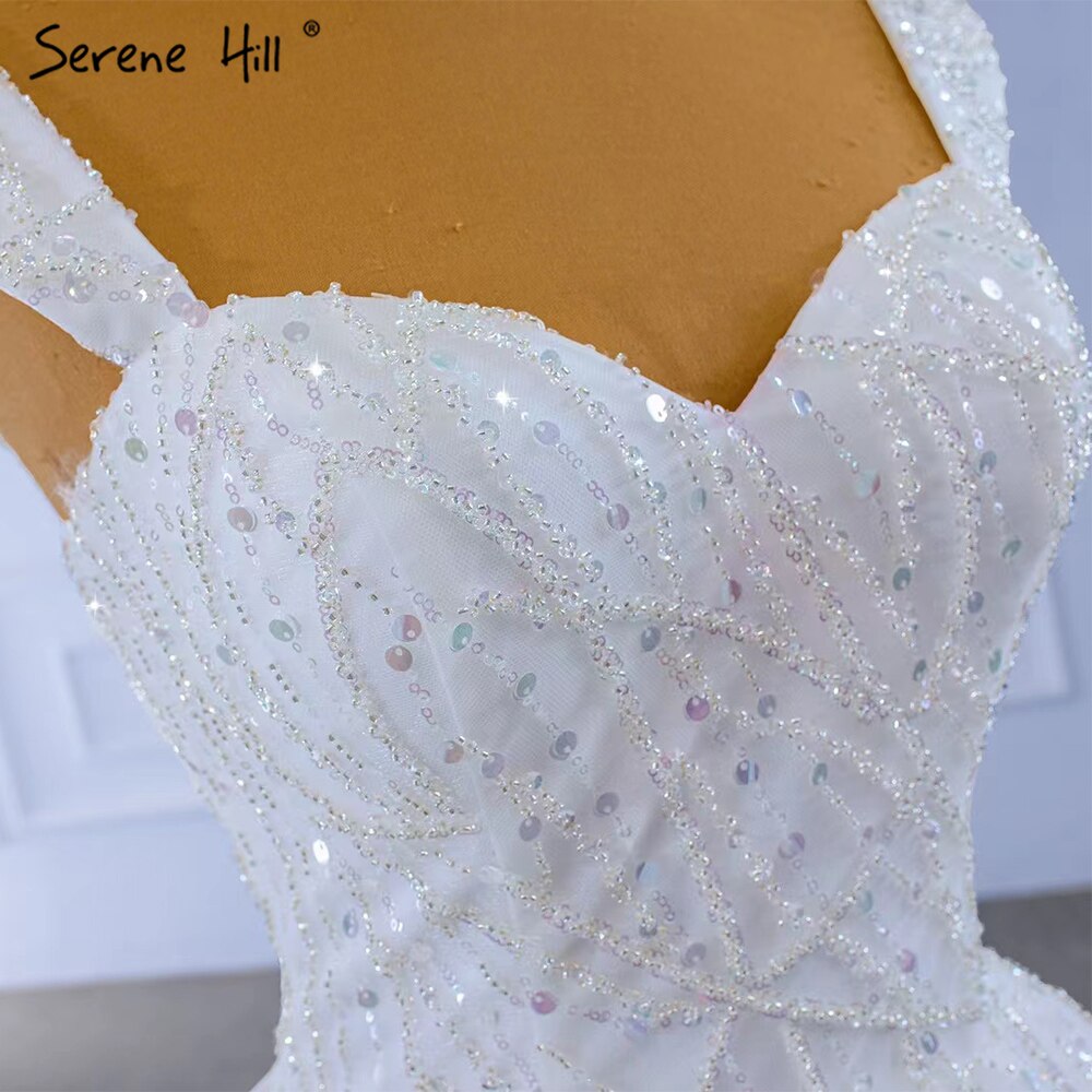 Serene Hill White Luxury Sexy Wedding Dresses 2025 Ruffles Beaded High-end Bride Gowns HM67321 Custom Made - SERENE HILL
