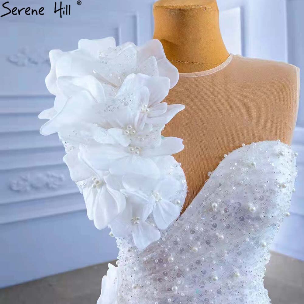 Serene Hill White Mermaid Elegant Wedding Dresses Gowns 2025 Flowers Beaded Luxury Bridal Dress HM67424 - SERENE HILL