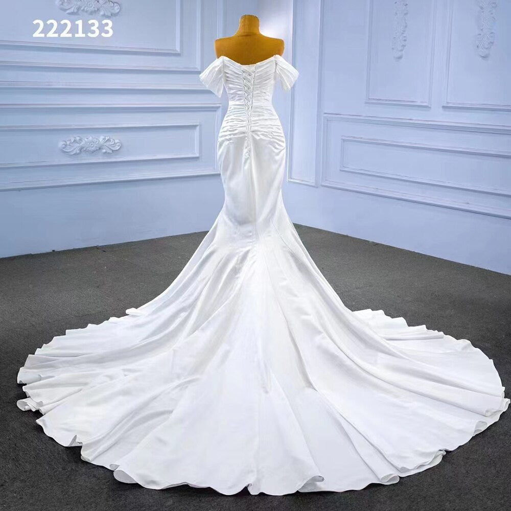 Serene Hill White Mermaid Sexy Off Shoulder Lace Up Beaded Bride Gowns Wedding Dress 2025 High End Custom Made HM222133 - SERENE HILL