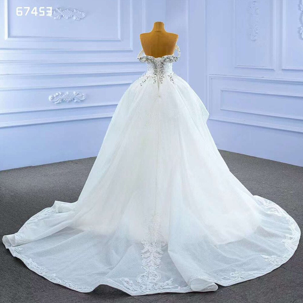Serene Hill White Sexy V Neck Detachable Train Mermaid Lace Beaded Bride Gowns Wedding Dress 2025 High End Custom Made HM67453 - SERENE HILL