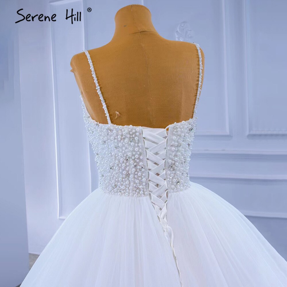 Serene Hill White Spaghetti Strap Wedding Dresses 2025 Simple Sexy High-end Bride Gowns HM67303 Custom Made - SERENE HILL