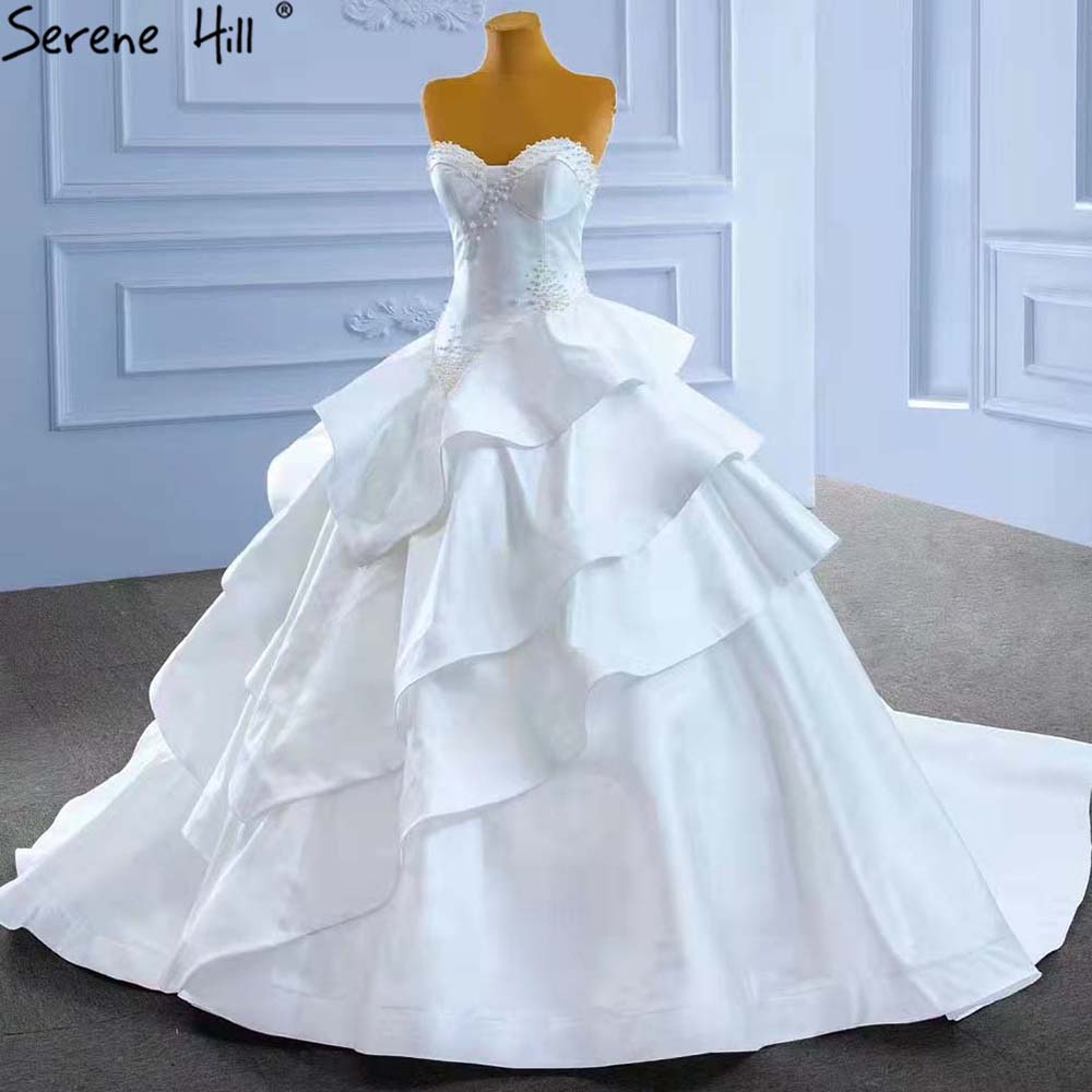 Serene Hill White Sweetheart Sexy Wedding Dresses 2025 Beaded Pearls Lace Up Bride Gowns HM67317 Custom Made - SERENE HILL