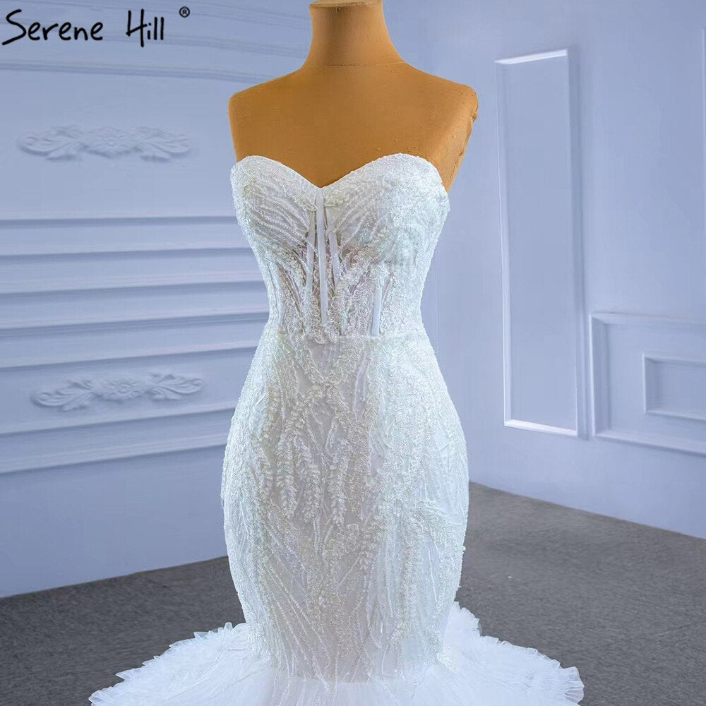 Serene Hill White Sweetheart Sexy Wedding Dresses 2025 Luxury Beaded Ruffles Bride Gowns HM67347 Custom Made - SERENE HILL